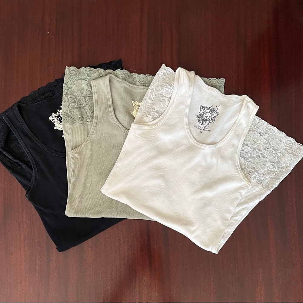A Fine Mess Black, Bundle of Extra Long Ribbed Tank Tops